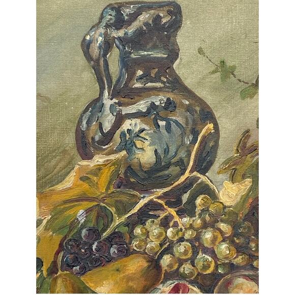 1927 Dutch Oil on Canvas Still Life Study “Fruit With Urn” Signed B. Jopps - Picture 6 of 12